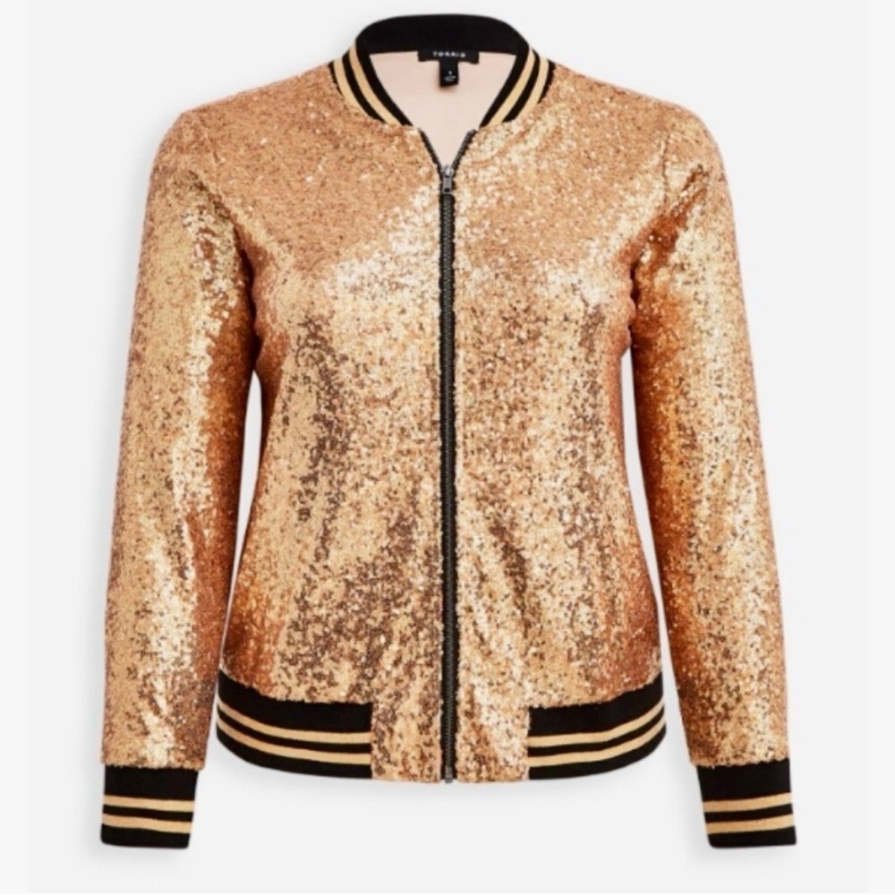 torrid Rose Gold Sequin Bomber Jacket